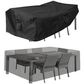 PureFit Patio Furniture Covers, Outdoor Table Furniture Cover Waterproof Rectangle, Patio Sectional Couch Set Cover for Deck, Lawn and Backyard, UV Resistant, 110"L x 84"W x 28"H, Black