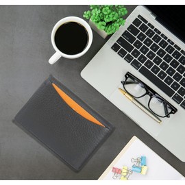 Texan Bull Credit Card Holder RFID Signal Blocking Unisex Slim Bifold Business Card Organizer Wallet (Black)