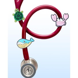 Plifal 5 Pieces Stethoscope Charm Tag for Nurse - Cute Sea Animals Stethoscope Charm Label Fit for Littmann Funny Tropical Accessories, Present for Pediatric Doctor, Medical Worker, Nursing Graduation