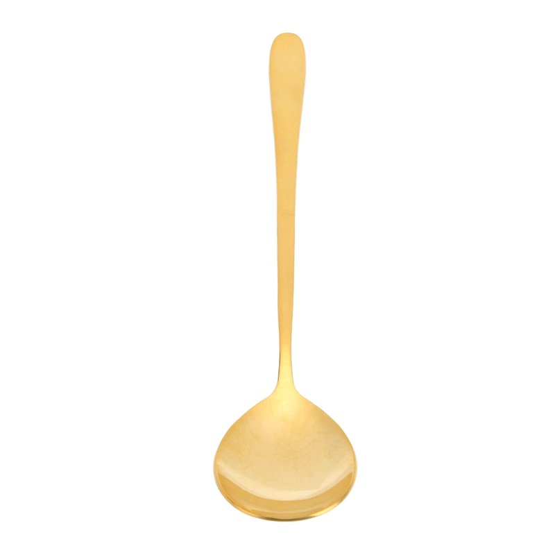 Gold Soup Spoon, Brass Long Handle Mixing Spoon Dessert Spoon