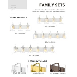 zeyu 20.5 Inch Modern Bathroom Vanity Lamp, 3-Light Wall Mirror Light for Bathroom, Brushed Nickel Finish with Clear Glass Shade, ZSL72B-3W BN