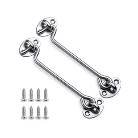 2Pcs Stainless Steel Cabin Door Hook & Eye Latch Lock Shed Gate Catch Silent Holder 8"