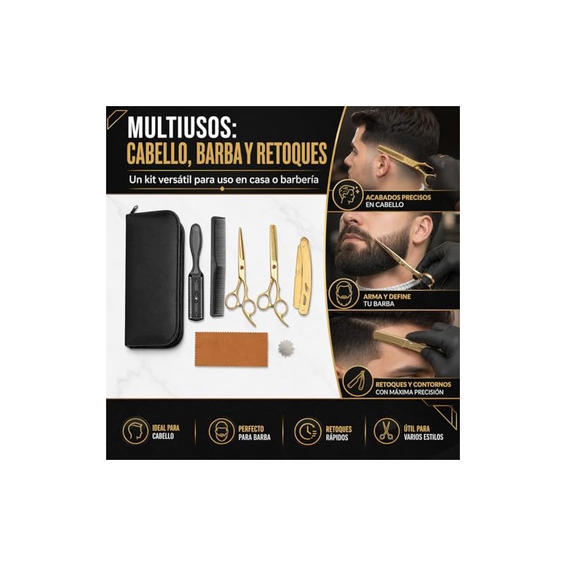 Kit Profesional de Barbería - Juego de 8 Piezas en