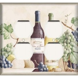 Grapes And Wine - Double Duplex Outlet Decorative Kitchen Light Switch Plate Cover