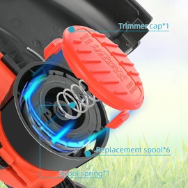 String Trimmer Line for Black and Decker ,AF-100 String Trimmer Replacement Spool, 30ft 0.065" Trimmer Line Replacement Spool for Black and Decker Weed Eater String(6 Line Spools, 1 Caps, 1 Springs)