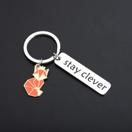 Gzrlry Stay Clever Fox Keychain Fox Charm Keychain Foxes Gifts Fox Things for Fox Lovers Fox Spirit Gift Fox Themed Gifts (Fox Keychain)