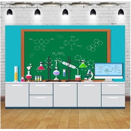 Chemistry Classroom Lab Equipment Chalkboard Backdrop Photography Backdrop Mad Science Fun Scientist Birthday Party Vinyl (7ft×5ft)