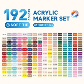 PHOSYNDYE 192 Color Acrylic Paint Markers, Soft Brush Tips Pens,for Art Creation,Glass,Ceramics,Plastics, Wood,Stone,Fabric,Paper,Etc,Painting,Writing, Marking, DIY