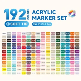 PHOSYNDYE 192 Color Acrylic Paint Markers, Soft Brush Tips Pens,for Art Creation,Glass,Ceramics,Plastics, Wood,Stone,Fabric,Paper,Etc,Painting,Writing, Marking, DIY