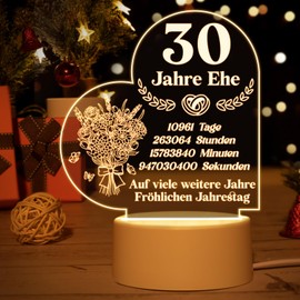Geschenk Zum 30 Hochzeitstag - Acryl Nachtlampe Mit Romantischen Text, 30. Hochzeitstag Geschenke, 30. Hochzeitstag Geschenke für Frauen Männer, 30. Jahrestag Deko Geschenk für Frau Mann Paare Ihn Ihr