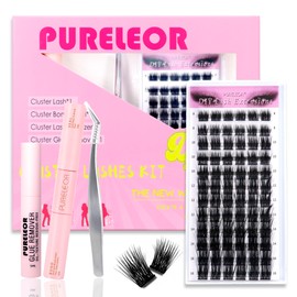 Individual Cluster Lashes DIY Individual Lash Extension Kit with Bond Seal Tweezers Remover Kit Individual Lashes Kit at Home (60Pcs, 8-16MM)