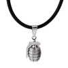 DonDon Rubber Necklace with Hand Grenade Pendant Stainless Steel in