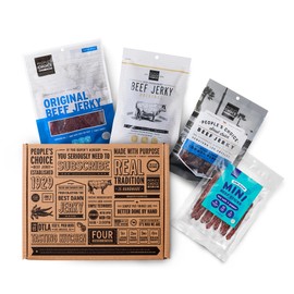 People’s Choice Beef Jerky – Box – Simple & Savory – Classic Set – Gifts for Men – High Protein Meat Snack Sampler – Made in USA – 4 Bag Variety Pack