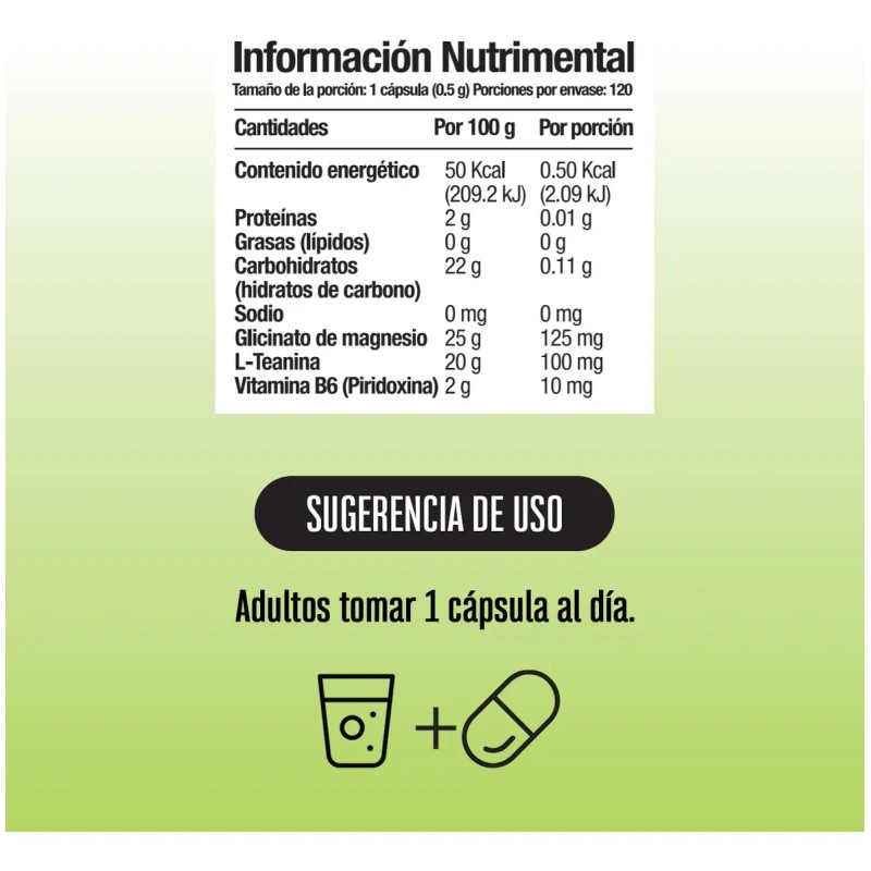Frasco Complex 500 Mg - 120 Cápsulas Para Relajación Sin