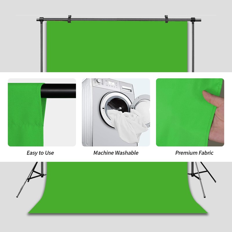 Pksoiil Green Screen Backdrop，Chromakey Virtual GreenScreen Background Sheet，Fabric Wrinkle Resistance