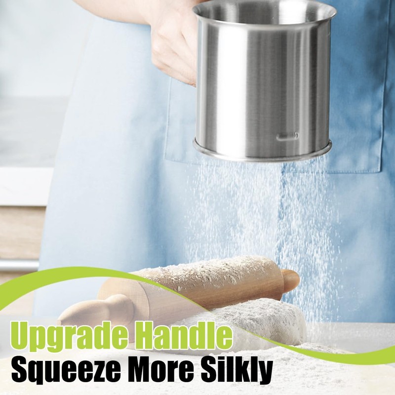 Flour Sifter for Baking,Thickened Premium Stainless Steel Flour Sifter with