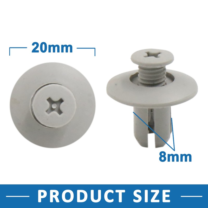 A ABSOPRO Rivets Mounting Clip 8 mm Plastic Grey Replacement
