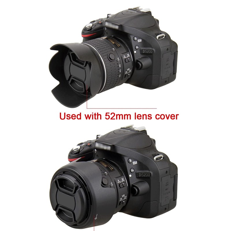 Lens Hood HB-69 and 52mm Lens Cap Compatible for Nikon