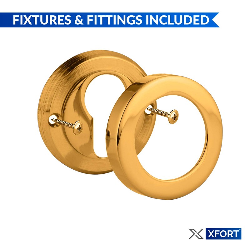 XFORT® 2 Pack Euro Escutcheons Polished Brass, Escutcheon Keyhole Cover,