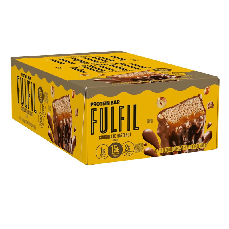 FULFIL Protein Snack Bars, Chocolate Hazelnut Flavored, Gluten Free with