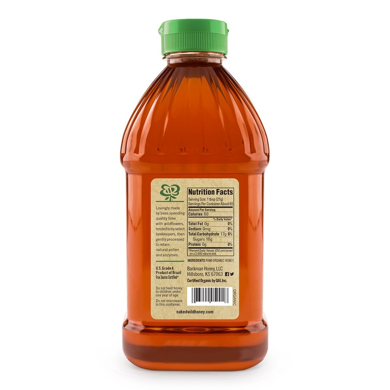 Naked Wild Honey, Organic Raw Unfiltered Wildflower Honey, 48 Ounce