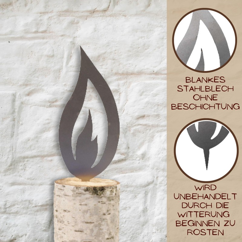 Rostikal Set of 10 Metal Decoration Set Flames 5 cm