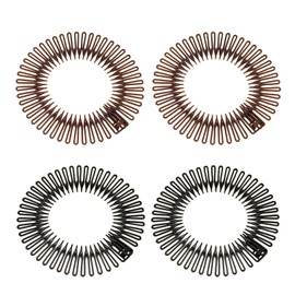 4 Pcs Zig Zag Headband,Full Circular Stretch Comb Head band,Plastic 90s Head Band ZigZag Headband,Circular Tooth Hairband,for Women and Girls(Black+Brown)