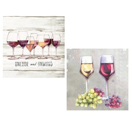 Wine Themed Party Napkins - 40 Count | 2 Packs of 20CT Beverage Napkins | Uncork and Unwind & Red and White Wine Designs