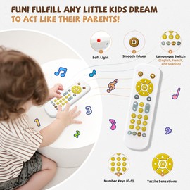 KIRALUMI Baby TV Remote Toy - Baby Early Learning Toys, Musical Toys, Toddler Toys with Realistic Play, Lights, and Sounds -6, 9, 12, 18 Month Boys Girls Toys Gift