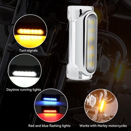WUMFIRE Motorcycle Driving Light Highway Light bar Red and Blue Flashing lights Led Turn Signal Lights for 1-1/4 inch Crash Bar Touring Driving Lights Bikes