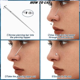 Chriscoco 14G/16G/18G Piercing Taper ASTM F136 Titanium External Piercing Insertion Tool Ear/Nose Piercing Kit Labret Insertion Tool Piercing Changing Tool for Lip/Eyebrow/Belly/Nipple/Tongue