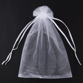 CLTPY Organza Bags 16 x 22 cm Pack of 100 White Protective Bags Jewellery Bags with Drawstring Bags Gift Bags Party Bags Gift Bags for Wedding Favour Party Christmas