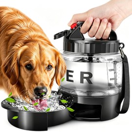 Botella de agua para perros de 54 onzas, dispensador de tazón de agua para perros, sin BPA, negro