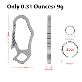 Titanium Carabiner Keychain Clip with 3 Heavy Duty Key Rings,Bottle Opener Keychain Car Key Chain for Men and Women (Titanium Gray)