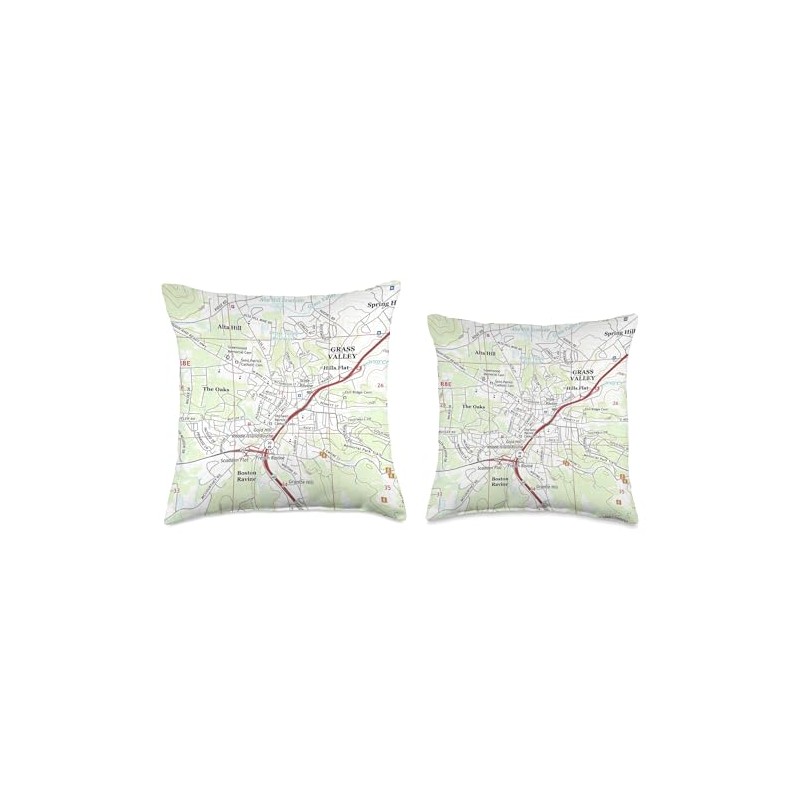 Grass Valley CA Map (2018) Throw Pillow