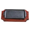 Rectangular Shaped Japanese Styled Cast Iron Sizzler Platter with Wooden Trivet 17cmx11cm
