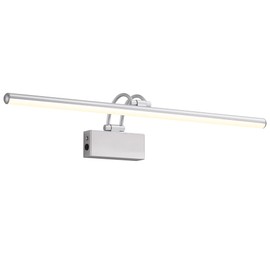 KDG LED Cordless Wall Picture Light with Remote, 7000mAh Rechargeable Dimmable Art Lighting, Adjustable Swing Arm, Picture Frame Light for Gallery, Living Room, Hallway, 24 inch, Silver