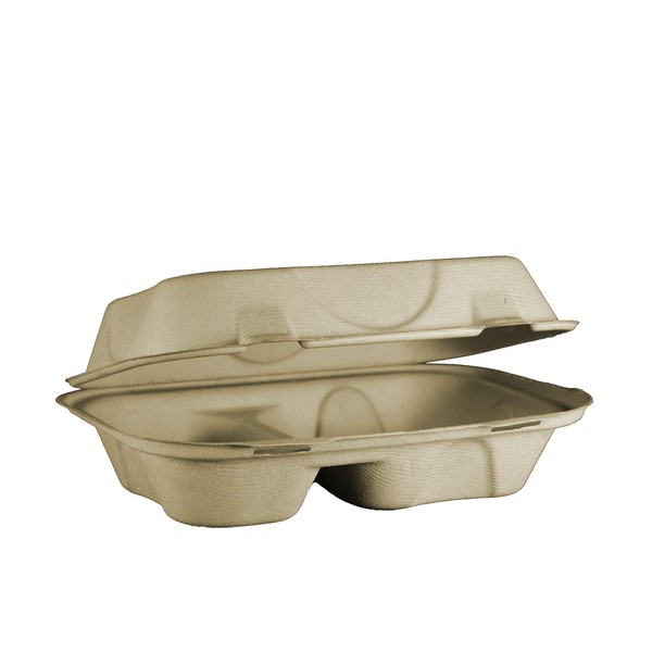 World Centric TO-SC-U34D 100% Compostable Unbleached Plant Fiber Hoagie Box