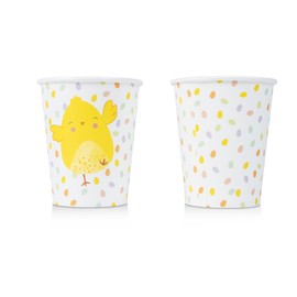 evelay 8pcs Easter Chick Paper Cups 270ml for Kids Party Decoration Prop Decor Tableware