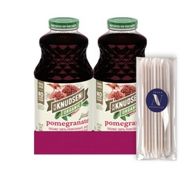 R.W. Knudsen Organic 2-Pack Organic Just Pomegranate Fruit Juice 100% USDA 32 fl oz Glass Bottle + 1 Utility Freebie by Lavinia
