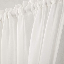 ele ELEOPTION French Door Curtain, Simple Style, Pure White Chiffon Curtains, Romantic Home Decor, French Curtains, Semi-Transparent Curtain for Patio and Glass Door Windows, 1 Piece (64 x 102 cm)