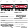 NMC RPT172 Accident Prevention Tag, DANGER BARRICADE TAG, 3 Width