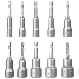 Socket Adapter 10 Pieces Socket Hex Adapter Magnetic Nut Adapter Bit Set 6-19 mm