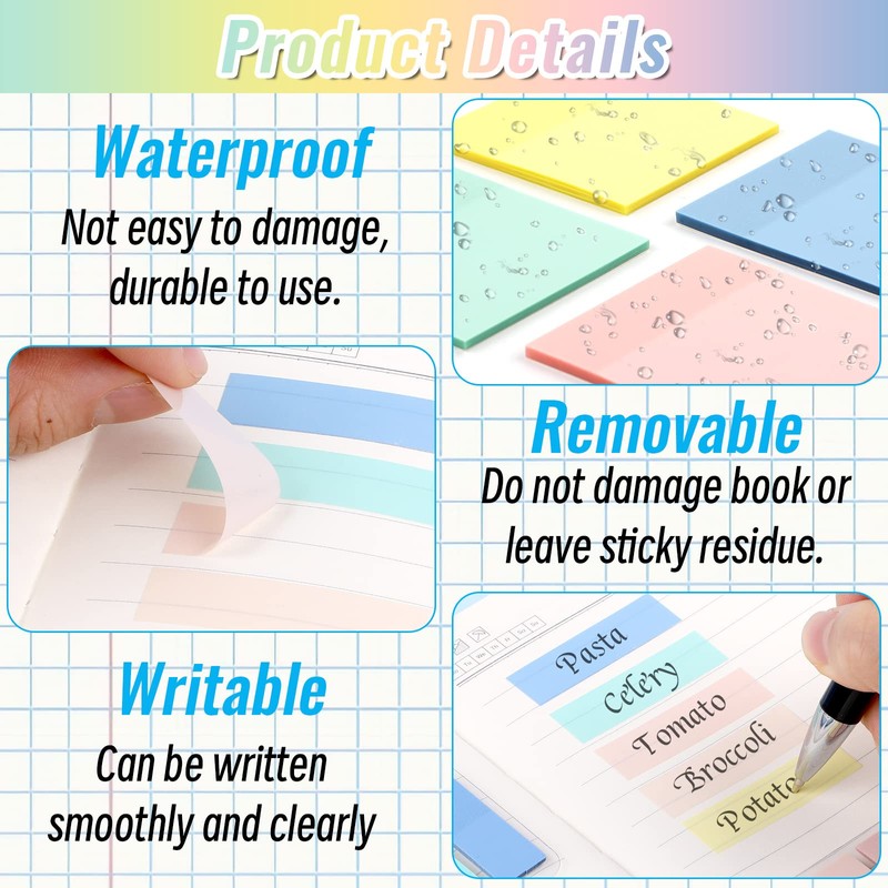 Sticky Notes, 650 Sheets Transparent Sticky Notes, Pastel Clear Sticky