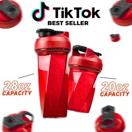 Helimix Monochrome Series Shaker Bottles - No Whisks No Screens No Clumps - Mix your Preworkout and Protein with the most efficient and simple shaker cup on the market - Helimix:_Inferno_20oz
