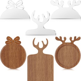 Maitys 3 Pcs Christmas Acrylic Router Templates for Woodworking 10 x 6 Inch Charcuterie Handle Cutting Board Clear Acrylic Template Angled Curvy Tracing Stencils Guide Tool for Kitchen(Elk Style)