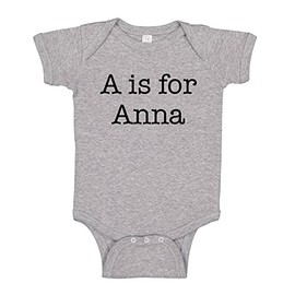 TATY Kids A is for Anna Baby Infant One Piece Bodysuit 24 Months Heather Grey