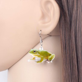 DUOWEI Cute Sitting Frog Earrings Acrylic Drop Dangle Jewelry for Women Teen Girls Kids Aesthetic Gifts (Yellow)