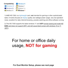 Epic IT Service AMD Radeon HD 7350 512MB Graphics Card (Full Bracket, Dual 1080P HDMI), fits Normal Size Computer only, UEFI Boot, Supports Windows Vista, 7, 8, 8.1, 10 and 11