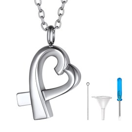 Richsteel Cremation Pendant Necklace, Memorial Ashes/Hair Holder, Waterproof, Stainless Steel, Women's, 19.7 inches (50 cm), Stainless Steel, No Gemstone